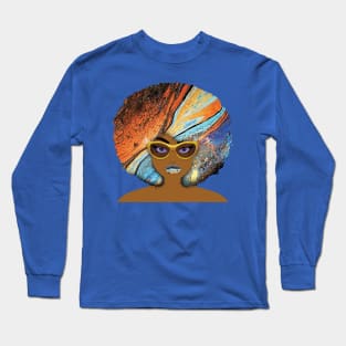 Galaxy Girl Blue Afro Long Sleeve T-Shirt